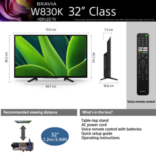 Sony KD32W830K High Dynamic Range (HDR) | Smart TV (Google TV)