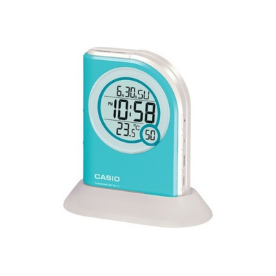 Casio Pq75-1df Multi Function Digital Thermometer Table Top Alarm Clock - Turquoise (PQ752DF）