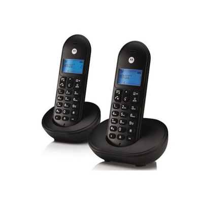Motorola T102 Twin Pack Digital Cordless Telephone - Black (T102)